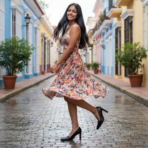 Christian Dior Black Leather Square Toe Accent Inlay Thin Square Heel Size 36.5